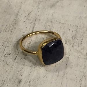 Rivka Friedman Gold plated/Lapis Stone Ring Sz 7